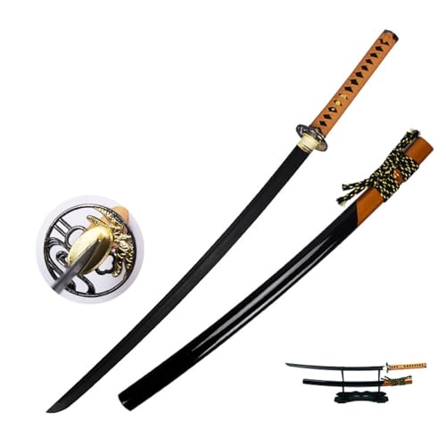 HJHUUA Bokken Fatto a Mano,Katana Giapponese con Fodero,Lama in Legno Naturale,Spada da Samurai per Decorazioni,Oggetti di Scena,Arti Marziali,Allenamento,Cosplay,Kendo,iaido,Esposizione,Regalo
