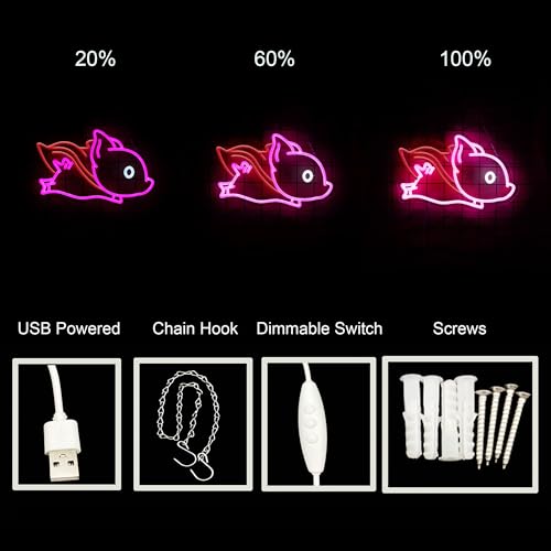 Image of Superhero Cape Fly Pig Neon Sign Neon Pig Light Up Sign For Wall Decor Home Decor Neon Light USB Powered LED Light Up Signs Room Decor