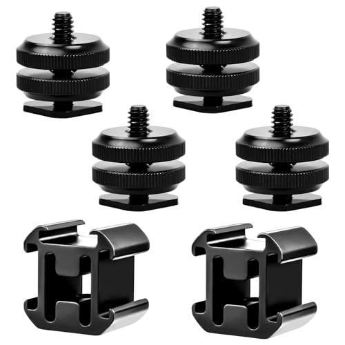 6Stk Kamera Blitzschuhadapter Set Cold Shoe Mount Dreifach Blitzschuh Adapter Blitzschuh Stativgewinde 1/4 20 für Blitzlichter Audiorecorder Mikrofone CSM Einbauadapter Photographic Equipment Schwarz