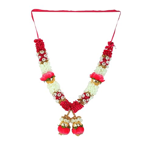 Artificial Mala Rose Flowers Ribbon Garland in Dark Pink