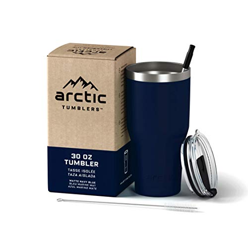 30 oz tumbler Navy Blue powder coat with straw