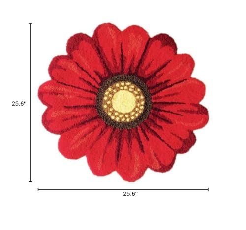 Tapete redondo de acrílico floral 65 cm rojo miniatura 3