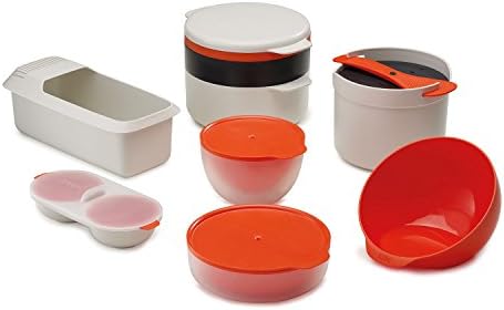 Joseph Joseph 45001 M-Cuisine 4-Piece Stackable Microwave Cooking Set - Stone/Orange