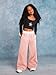 RoseSeek Girl's Baggy Sweatpants Letter Print Elastic Waist Wide Leg Pants Joggers Track Pants Trendy Pure Pink 10 Years