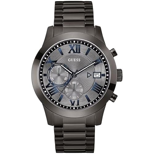 Guess Men's Analog Dress Watch| Stainless Steel Case| 50M Water Resistance