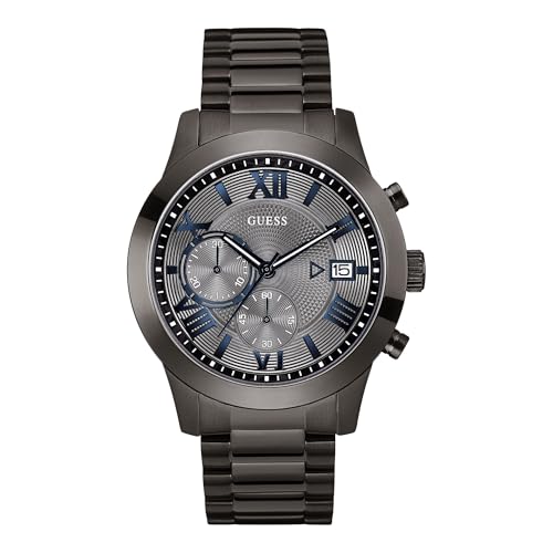 GUESS Stainless Steel Gunmetal Chronograph Bracelet Watch with Date. Color: Gunmetal (Model: U0668G2)