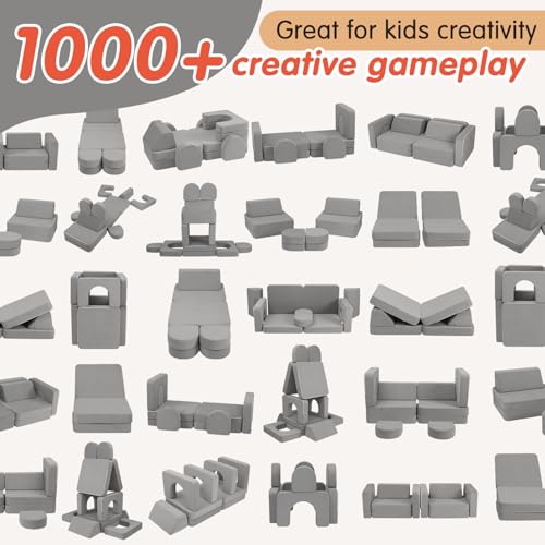 CAPAKIDS Modular Kids Play Couch, with 1000+ Assembly Options, Toddler Sofa for Bedroom Living Rooms Playroom, Ideal Gift for for Inspiring Child Creativity, Grey by CAPAKIDS - Image 2