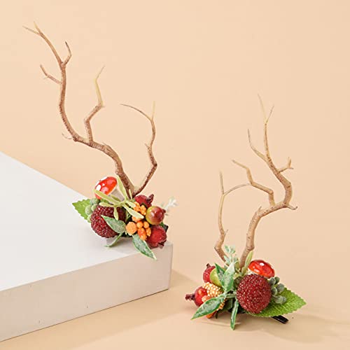 Toecwegr Deer Antler Headbands Christmas Flower Branches Hair Clips Hoop Reindeer Antlers Headband Girl Photo Shoot Forest Holiday Beauty Headdress #TOP4