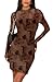 WIHOLL Fall Dresses for Women 2025 Sexy Bodycon Little Slimming Short Mock Neck Dinner Cocktail Dress Party Club Winter Dresses Brown Print M