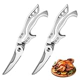 Feirdhoo 2 Stück Geflügelschere Profi, Küchenschere Scharfe Edelstahl Fleischschere, Geflügelschere Allzweckschere für Fleisch, Fisch, Knochen und Gemüse, mit Sicherheitsverschluss