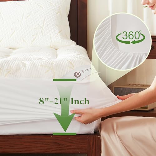 100% Waterproof Queen Size Mattress Topper, Thick Pillow Top Mattress Pad,Up to 21 Inch Deep Pocket,Soft Breathable Mattress Pad for Back Pain, Protector Cover(Beige)
