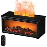 Fireplace Essential Oil Diffuser with Remote Control, 7 Colours Flame Aromatherapy Diffuser Mist Humidifier, 280ml Aroma Diffusers with Auto Shut-Off and Timer for Home, Office, Bedroom, Spa