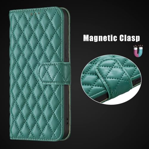 Image of ClickCase for Redmi Note 15 Pro 5G Puffer Bubbly Soft Faux Leather Back Case Magnetic Wallet Flip Cover for Redmi Note 15 Pro 5G (Bottle Green)