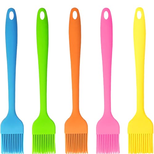 5 pinceles de silicona para hornear, para cocinar, hornear, asar, hornear, pastelería, cocina, pastelería, cepillo de silicona resistente al calor
