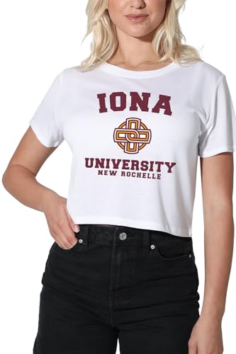 Iona College Circle Logo Women's Crop Top T-Shirt, White, Small