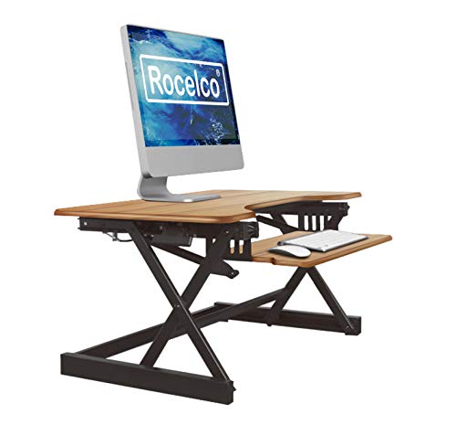 Rocelco 32" Standing Desk Converter with Retractable Keyboard Tray