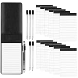 VPAFPEKG Notizblock Klein, Mini Notizblock A7 Set 19 Stück, Mini Notizbuch mit 12 Ersatzblöcke, PU Leder Schwarzer Einband mit Kugelschreiber, Inklusive 5 Ersatzminen für Aktivitäten Im Freien