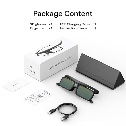 image for Valerion DLP Link 3D Glasses, Rechargeable Active Shutter Eyewear comp