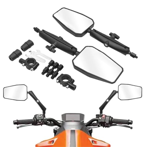 Espejos laterales para motocicletas universales con rosca M10 y espejo retrovisor ajustable 2