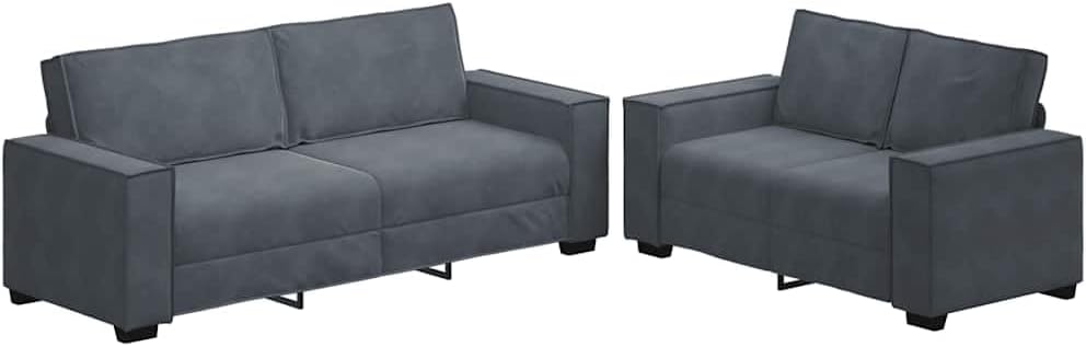 Sofa Set Dark Grey Velvet Living Room Furniture