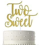 Two Sweet Cake Topper for 2nd Boy Girl Birthday / Party Decoration, Handmade ,Golden