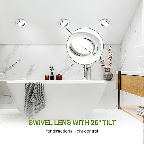 Asd A-LRKGBR-4D10ACW(6P) 4 Inch Gimbal Retrofit Led Can Recessed Lighting 5Cct 2700/3000/3500/4000/5000 Adjustable Dimmable Swivel Downlights 10W 120V 800Lm Sloped 4 Inch Replacement White Trims Eyeball Lights,Ul thumb #3