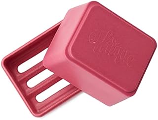 Ethique Pink Solid Shampoo & Conditioner Bar In-Shower Soap Box Caddy Storage Container (8 x 6.5 x H7.5cm) Bamboo & Cornstarch, Zero Plastics