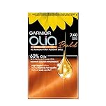 Garnier Olia 7.40 Intense Copper, oil-powered, no-ammonia. 100% grey coverage. Luminous, long-lasting, vibrant intense copper hair color with ultimate shine and softness.