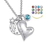 YOUFENG Urn Necklaces for Ashes I Love You to the Moon and Back for Mom Cremation Urn Locket Birthst