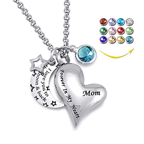 Youfeng Urn Necklaces For Ashes I Love You To The Moon And Back For Mom Cremation Urn Locket Birthstone Jewelry (December Urn Necklace) #TOP6