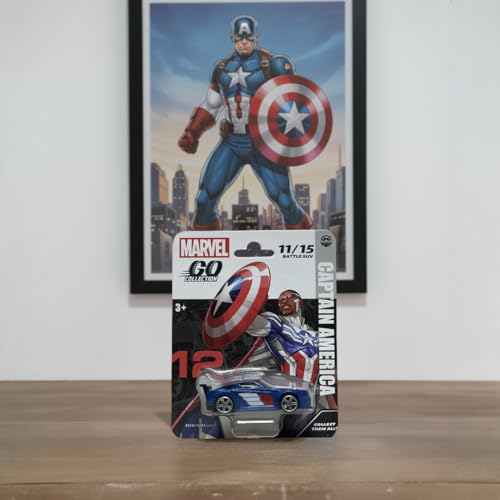 Image of Marvel Go Collection | Battle SUV | Captain America | 1:64 Diecast Toy Car | Ages 3 and Up | Collect Them All