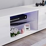 Vida Designs Cosmo LED TV Unit 2 Door Modern Gloss Matte MDF Living Room Cabinet Media Stand Furntiure RGB Light White 160cm - Image 6