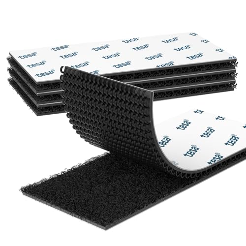 EMITEVER Scratch Autocollant Double Face, Hook & Loop Auto-Adhésif à Crochets Et Boucles, Ruban Adhésif Puissant Pour Décoration De Pièce, Maison, Bureau, Voiture (Noir, 50mmX100mm 4Paires)