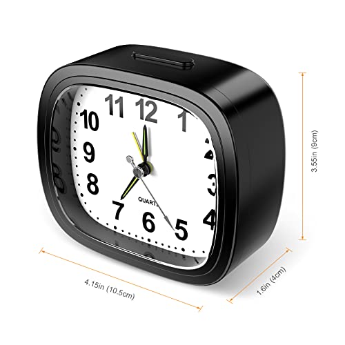 Jxtz Analog Alarm Clock, Silent Non Ticking Bedside Clock Battery Powered, Small Travel Clock With Night Light, Ascending Alarm, Snooze, Easy Set, Desk Clock For Heavy Sleepers Kids Elder #TOP5