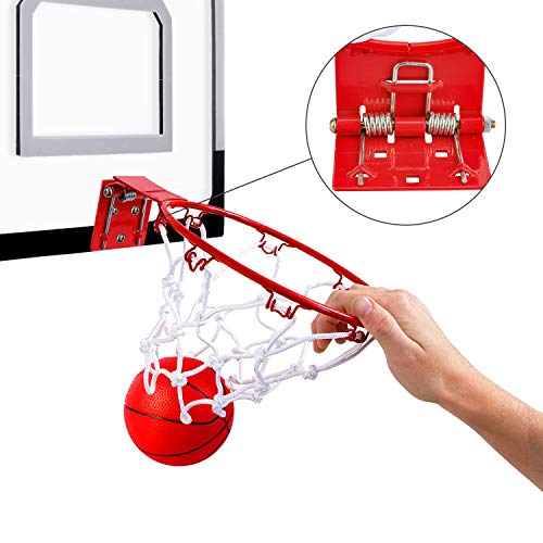 Fowecelt Mini Hoop, Over The Door Basketball Hoop Set for Door Wall Room with 3 Balls, Toy Basketball Hoop for Kids Teens Boys Girls(16" x 12") - Thumbnail 4