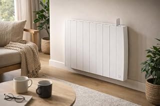 Drexon - Radiateur Céramique à Inertie Connecté 2000W - WiFi + Application TUYA - Thermostat Électronique LCD - IP24 - Sécurité Enfants - Blanc - 82.2 x 9 x 58 cm