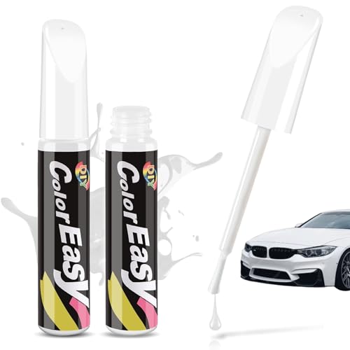 Auto Lackstift Lackreparaturstift Auto Reparatur Lack Auto Pinsel, Autolackstift, Autokratzer Reparaturmittel Autolack Reparatur für Autos Reparaturwerkzeug,Lack Reparatur, 12 ml, 2pc, Weiß