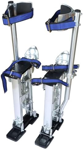 Adjustable Aluminum Painters Stilts 18"-30" - Lightweight Drywall Stilts for High Work, Construction, and Renovation - Durable Silver Alloy for Enhanced Stability and Comfort