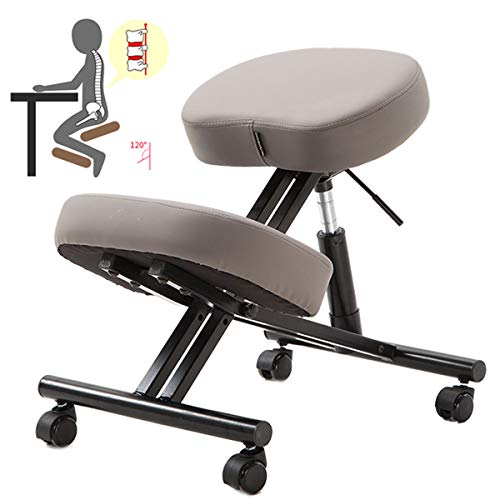 DBMGB Kneeling Chair Adjustable Height, Ergonomic Kneeling Chair, Adjustable Stool Posture Corrective Chair with Wheel for Relieve Neck and Leg Fatigue, PU Leather