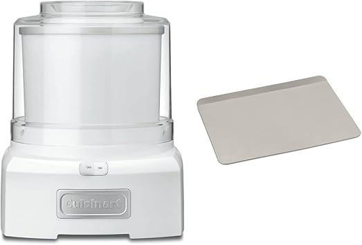 Cuisinart Ice Cream Maker Machine, 1.5 Quart Sorbet, Frozen Yogurt Maker, Double Insulated, White, ICE-21P1 & 17-Inch Chefs Classic Nonstick Bakeware Cookie Sheet, Champagne