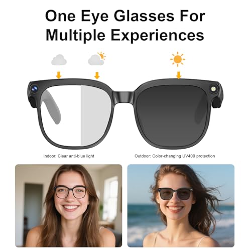 Image of Camera Glasses 800W 1080P HD Video Recording Glasses, Anti-Blue Light & UV Polarised Lenses, Real Time Translation(139 Languages), AI Voice Control，Unisex Bluetooth Smart Glasses for Outdoor Sports