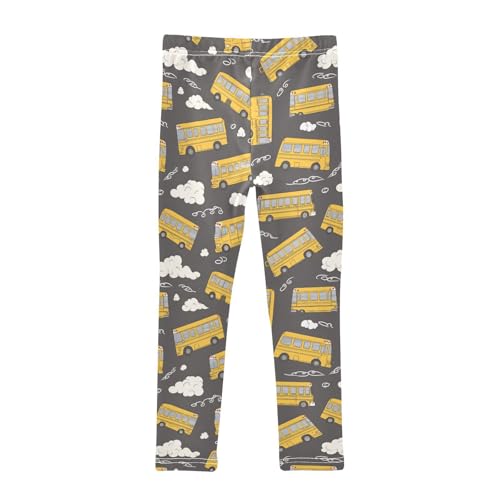 Yellow School Bus Girls' Leggings Toddler Doodles Kids Yoga Pants Dance Active Tights 4T2