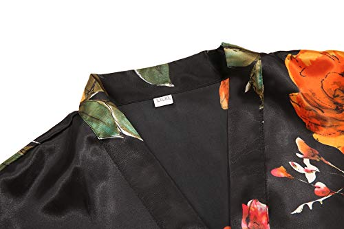 Womens Silk Kimono Robe Long Floral Bridesmaids Robe Satin Wedding Party Bridal Robe Dressing Gown Loungewear4