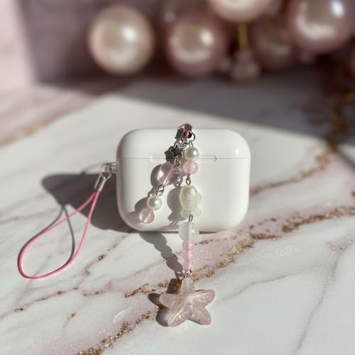 Image of SNOWY SHOP Korean Silver Bow Phone Charm - Cute Heart & Starfish Pendant | Aesthetic Korean Mobile Chain, Bag Hanging & Keychain Jewelry for Girls & Women
