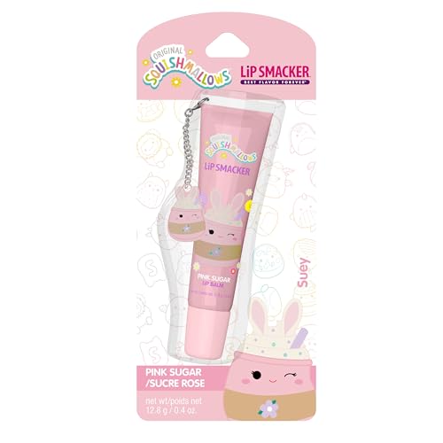 Lip Smacker Squishmallows Lip Balm Pink Sugar (Suey) Limited Edition Easter Basket Stuffer Flavored & Scented Lip Balm with Charm Collectible Spring Gift