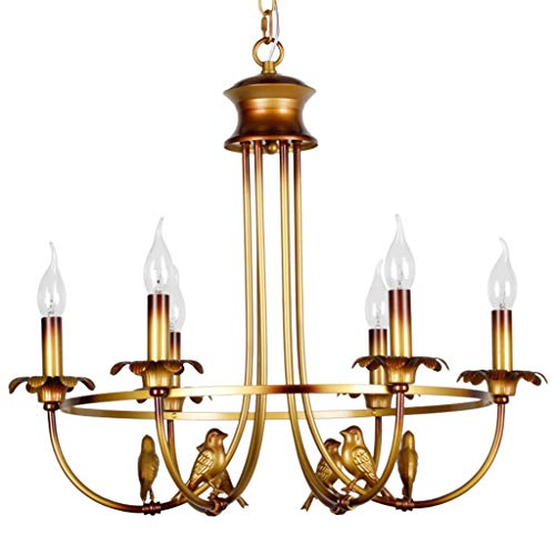 Lustre en fer forgé vintage et lampe pendante oiseau pour salon
