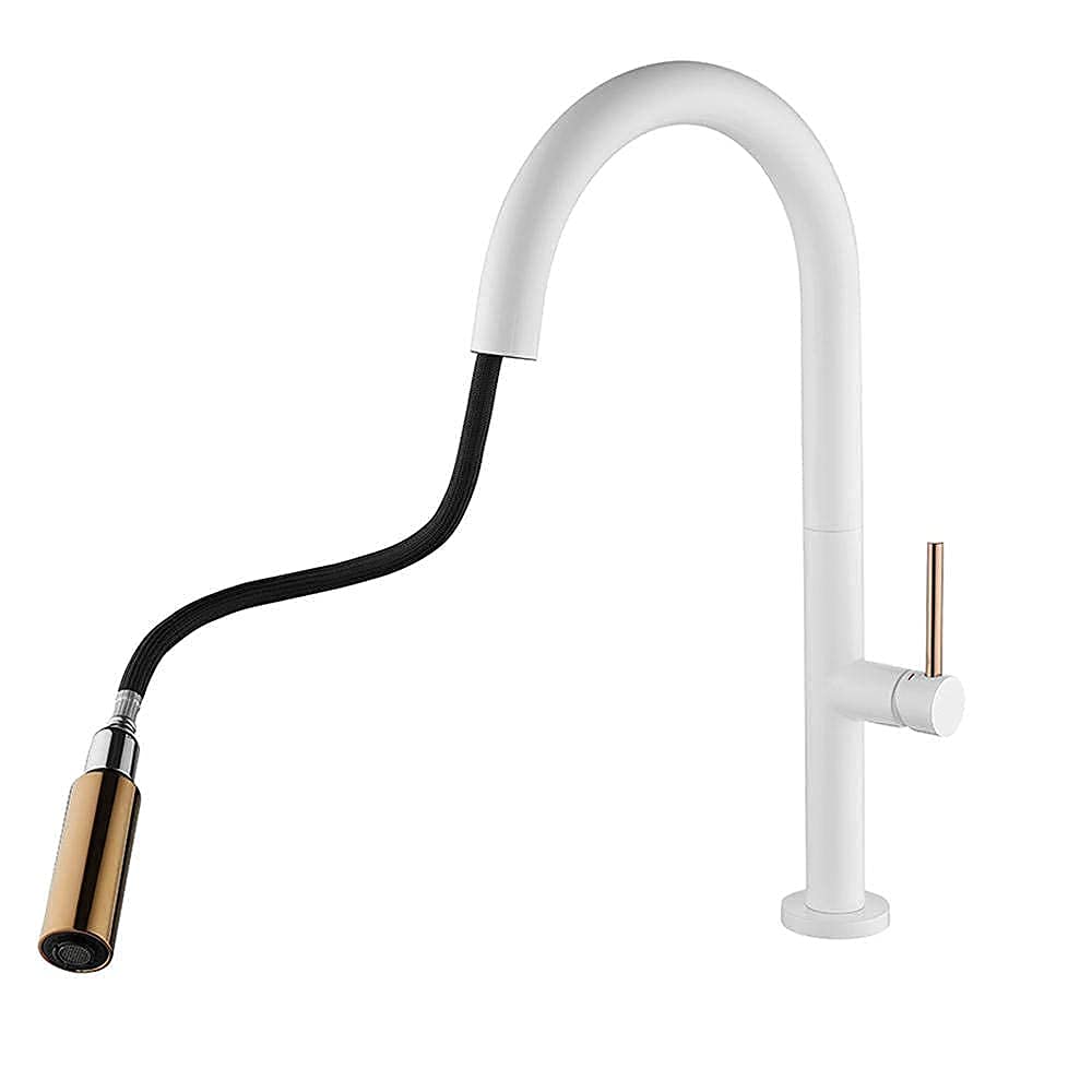 Robinet de cuisine avec douchette extractible et mitigeur rotatif eau chaude et froide