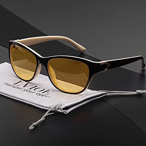 LVIOE Night Driving Glasses for Women with Polarized Anti Glare Yellow Lens, Classic Designer Sun Glasses UV Protection2