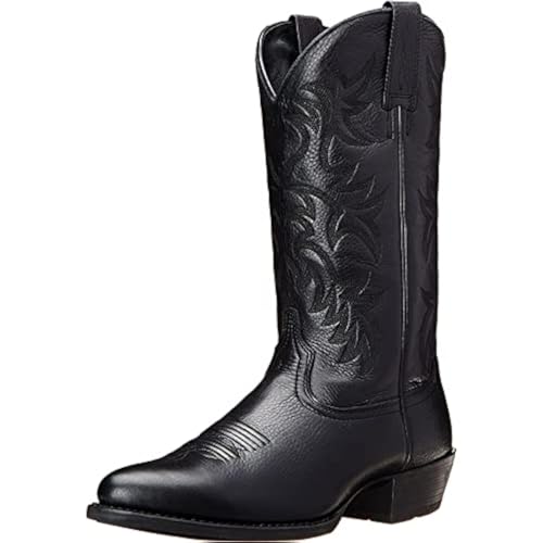 CHUUMEE Men's Fashion Round Toe Embroidered Western Cowboy Boots