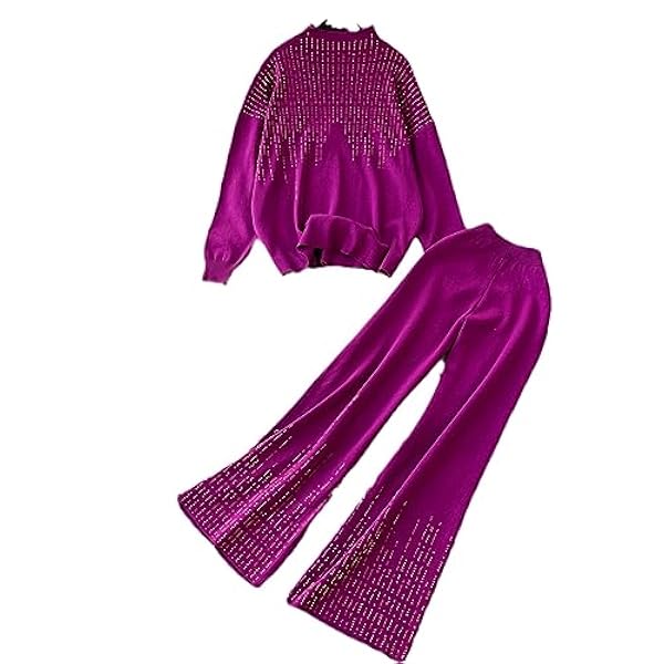 DUOTCYELE Abito Lavorato A Maglia da Donna - Completo Invernale Lavorato A Maglia da Donna Caldo Set di Maglioni Sportivi Elasticità Abito Lavorato A Maglia Ampio Pullover con Scollo A O da Donna P